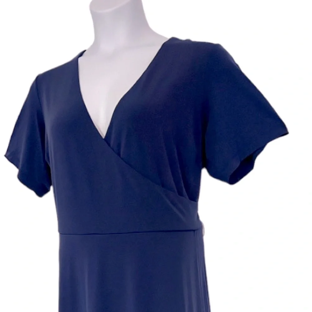 Catherine Malandrino faux Wrap Jersey Knit Office Casual Navy Dog Show Dress  1X - Picture 11 of 15